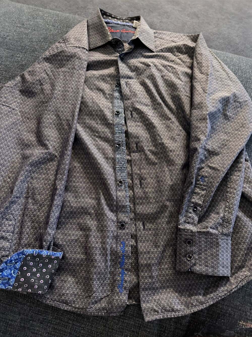 Robert Graham Shirt Size L Classic Fit Geometric Print Long Sleeve Button Up